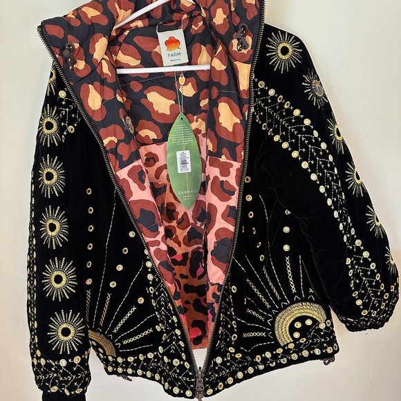 Farm Rio XXS Leopard Desire Reversible Puffer Jacket NWT Pricing firm. - Picture 2 of 11